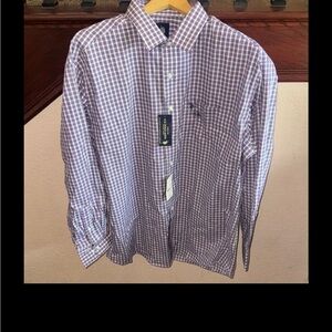 U.S. Polo Assn. Men's Size XL 17/17-1/2 Neck Red White & Blue Plaid Tartan Shirt